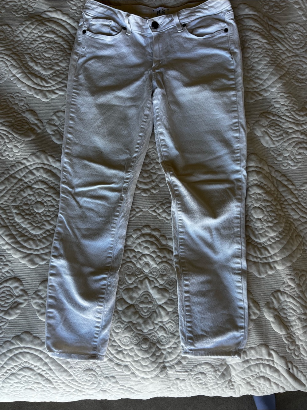 PAIGE Women’s White Straight Leg Jeans